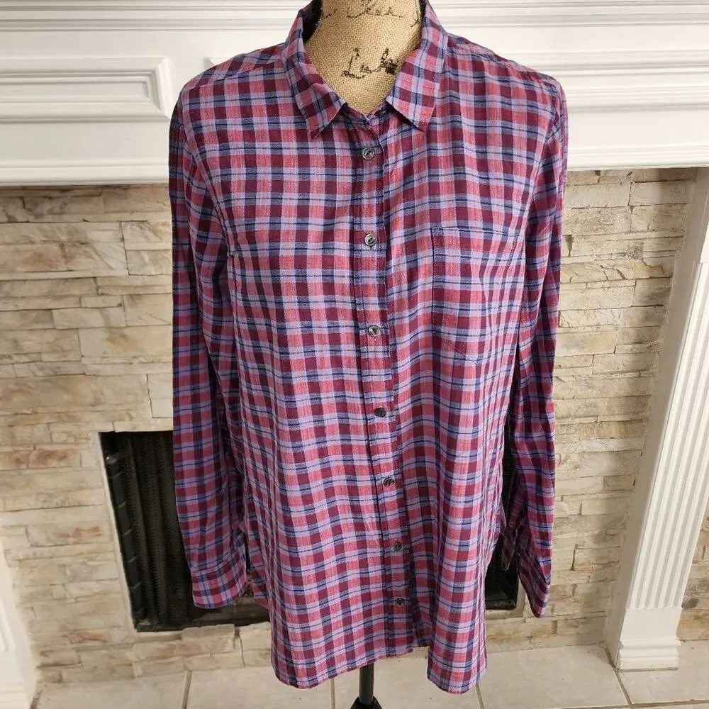 J. CREW boy‎ fit plaid button down shirt size 14